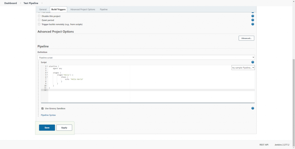 Configure Jenkins pipeline.