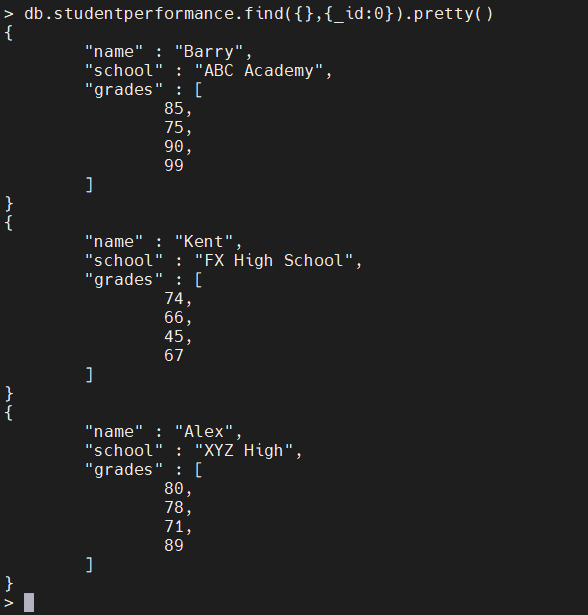 Creating a multikey index dataset in MongoDB.