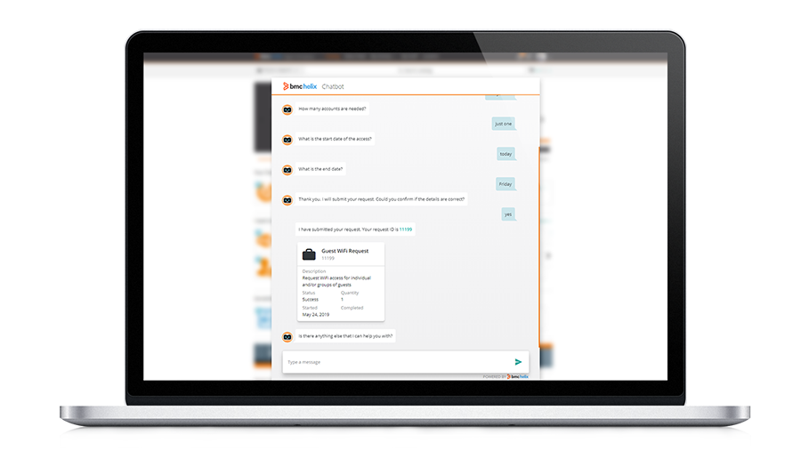 Submit service requests directly from chat